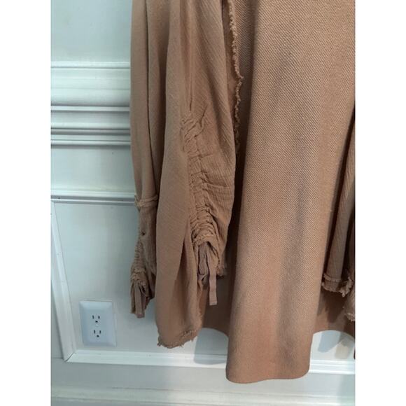 Free People Get Yer Gauze Cardigan Hoodie Ruched French Terry Oversized XS - Picture 8 of 8